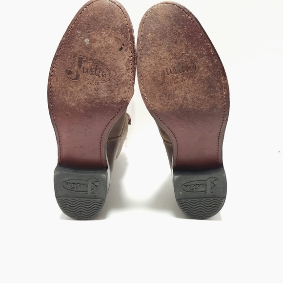 Justin Womens McKean Lace Up Boots Size 5.5 B Brown Leather Kiltie Roper - Picture 8 of 9